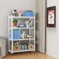 thumbnail image 2 of BISHE 4-Tire Shelf Metal Storage Rack, Metal Shelf 27.9"x13.4"x47.4, Foldable Storage Shelf with Wheels, Garage Shelving Steel Storage Shelves, White, 2 of 6