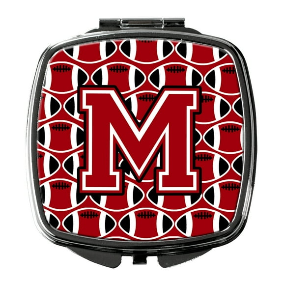 Letter M Football Red Black and White Compact Mirror CJ1073-MSCM