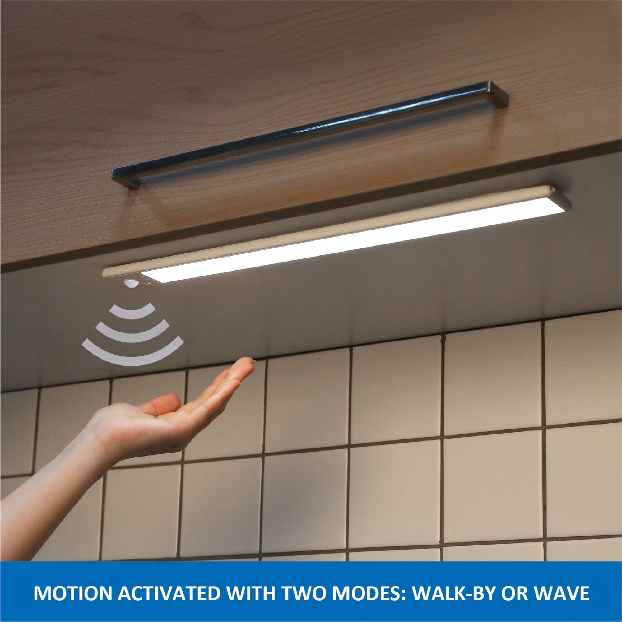 Great Value 16" 150 Lumens Rechargeable LED Cabinet Light, Warm White/Cool White/Deluxe Daylight, 2 Count