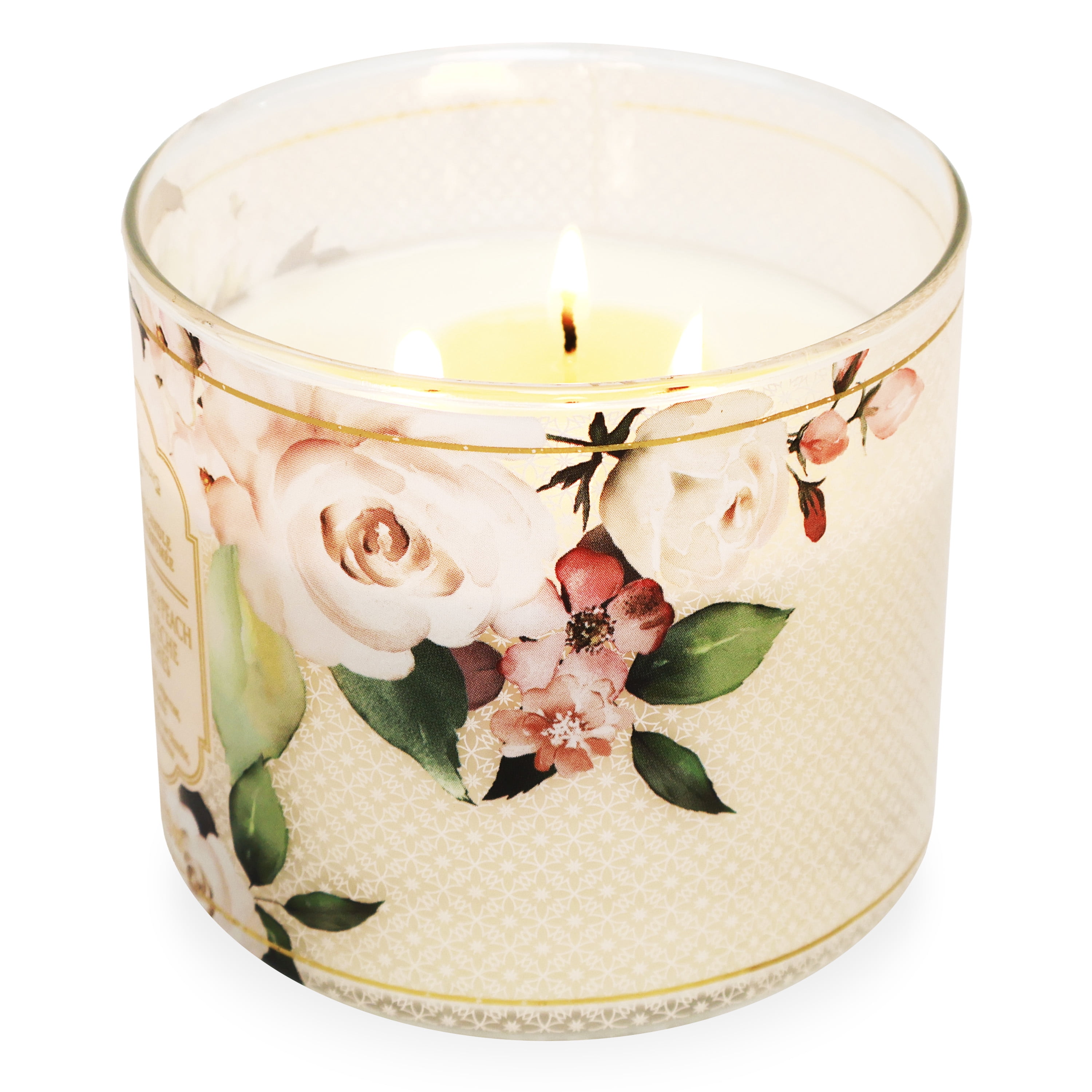 Mainstays 3-Wick Candle Greatful & Blessed Mother's Day Wrap with a White Rose & Peach Fragrance, 13-Ounce