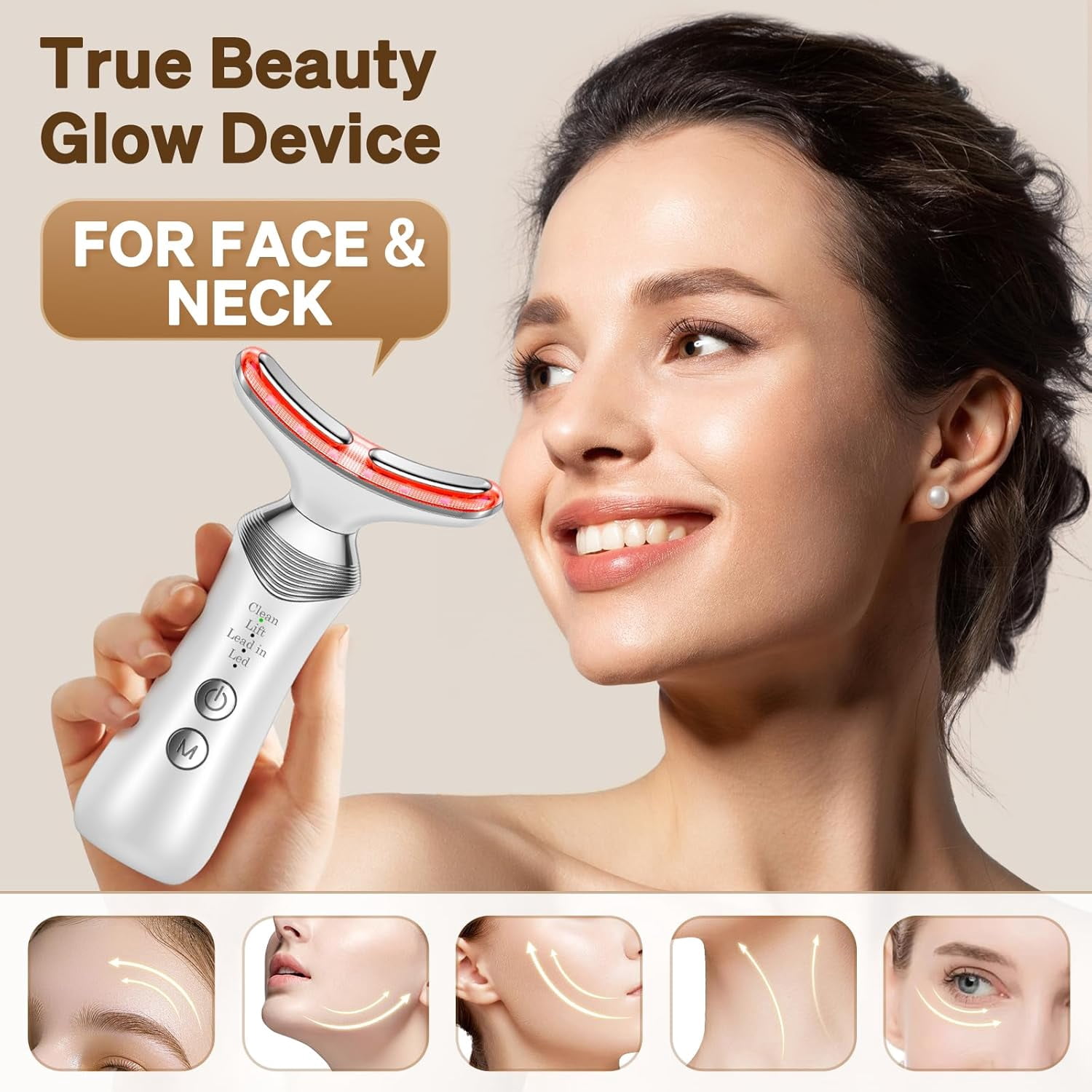 Face and Neck Massager, 7-in-1 Multifunctional Facial Massager Tool with 4 Modes, Portable Facial Skin Care Tools, Beauty Device for Home Travel