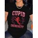 thumbnail image 2 of Women's "Cupid University" Glittery Black T-Shirt - Casual Short Sleeve Crew Neck, 100% Polyester, Machine Washable, Perfect for Valentine's Day & All Seasons, 2 of 7
