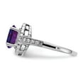 thumbnail image 4 of Solid 14k White Gold 8x6mm Oval Amethyst Purple February Gemstone Diamond Engagement Ring Size 7.5 (.276 cttw.), 4 of 6