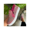 thumbnail image 3 of SIMANLAN Women's Casual Platform Rhinestones Glitter Slip On Sneakers Flat Walking Shoes, 3 of 4