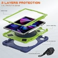 thumbnail image 7 of Case for iPad Air 11 (2026 M4/2025 M3/2024 M2)/iPad Pro 11 inch (2022/2021/2020/2018), 360 Degree Rotating Hand Grip Shockproof Cover with Shoulder Strap, NavyBlue Lime, 7 of 7