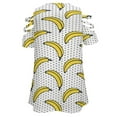 thumbnail image 5 of Cute Yellow Banana Womens Summer V Neck Zipper Top Short Sleeve T Shirt Off Shoulder Top Casual Classy Loose Shirts, 5 of 7