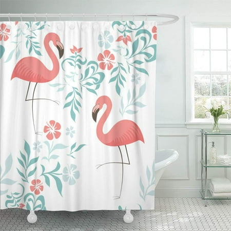 KSADK Pink Summer Exotic Flamingo Patter Design Modern Stylish and File Textiles Websites Blogs Botanical Shower Curtain Bathroom Curtain 60x72