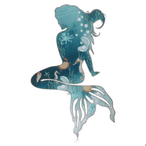 Metal Mermaid Wall Art Rustic Hanging Decor Blue Decorations Elegant Sculpture 25cm