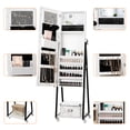 thumbnail image 2 of Full Length Mirror Jewelry Cabinet Free Standing  LED Jewelry Storage Organizer,White, 2 of 8