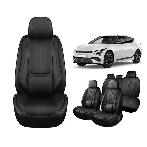 Faifani Car Seat Covers For Kia For EV6 2022-2024 2025, Waterproof Nappa Leather Auto Seat Protectors with Lumbar Support, Luxury Automotive Interior Accessories