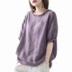 thumbnail image 3 of TaTaai Women's Cotton Round Neck Top, Soft Lightweight, Relaxed Fit, Short Sleeve, Solid Color Ruffle, Casual Daily Multi-Color Gift, 3 of 8