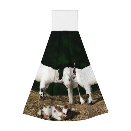 

Zufioo Cute Goat Baby Print Coral Fleece Velcro Hand Towel Hangable Absorbent Hand Towel Suitable for Kitchen Bathroom Household Items