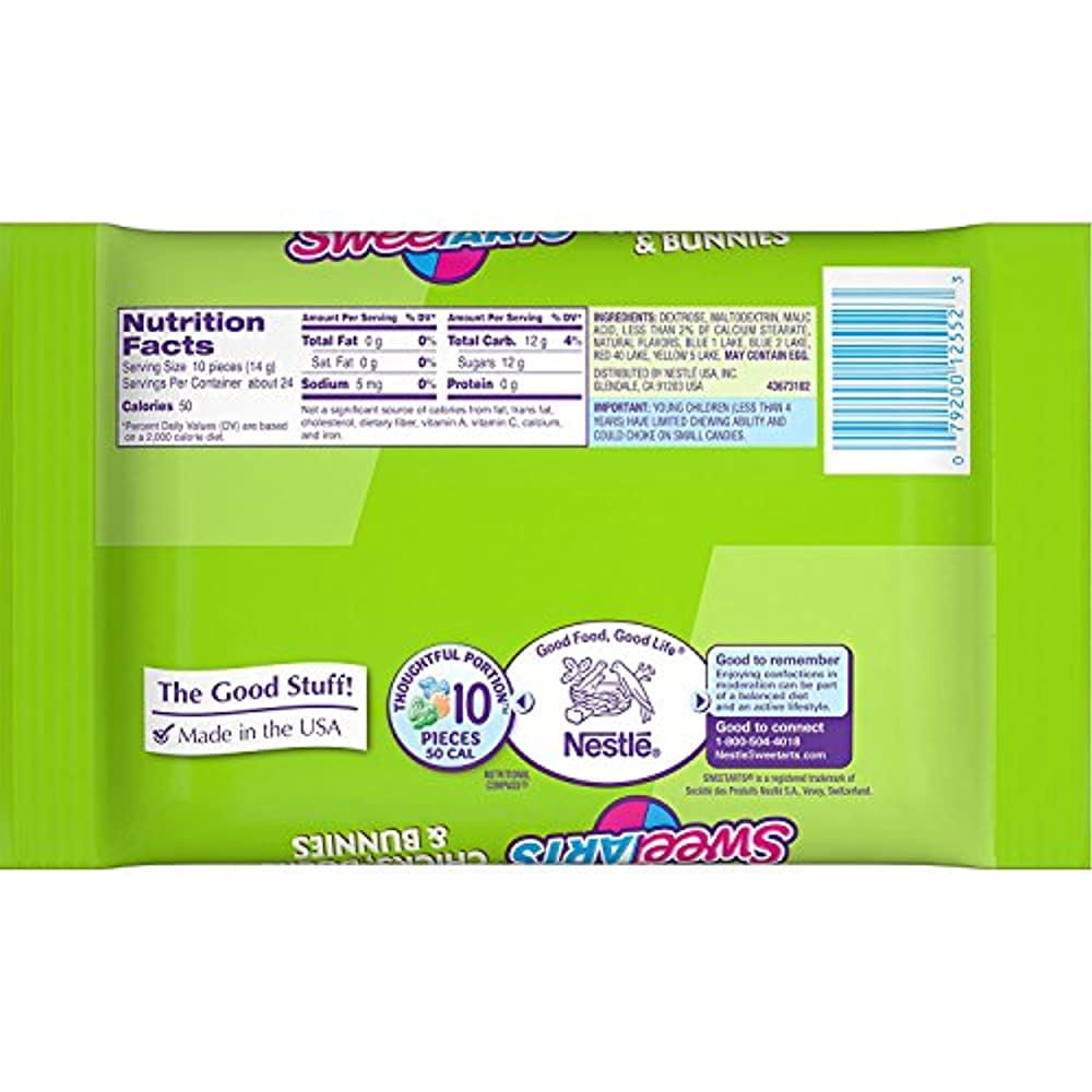 sweetart chicks ducks bunnies easter candy - sweet tart candies basket filler - holiday variety candies for boys girls kids adults - 12 oz - 3 pack