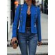 thumbnail image 4 of Chaqueta de Gamuza Sintética para Mujer, Informal, de Otoño, de Larga, Cuello Alto, con Abertura Frontal, Blazer Corto, Abrigo. Azul L, 4 of 7