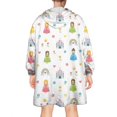 thumbnail image 2 of Colorful Princess Castle Pattern Wearable Oversized Blanket,Wearable Blanket Hoodie for Adults,Cozy Hooded Blankets with Super Pockets,Super Warm Fuzzy Pullover for Women & Men, 2 of 6