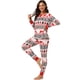 thumbnail image 2 of Conjuntos de pijama a juego para la familia INSPIRE CHIC de 2 piezas, de manga larga, set de regalo para fiestas, [Mujeres] XL Blanco, 2 of 6