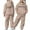 Khaki, variant on KHONTS Girls Letter Printed Hooded Sweatshirts and Sweatpants Pullovers Outfits, 2 Piece, Sizes 2-13 Years
