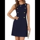 thumbnail image 1 of Vestido Mini Formal de Verano para Mujer, Informal, Sin Mangas, Elegante, con Botones, Ideal para Oficina Azul Marino L, 1 of 9