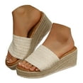 thumbnail image 3 of YLYL Espadrilles Platform Wedge Sandals for Women Open Toe Slip on Comfortable Dressy Summer Beach Sandals, 3 of 9