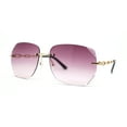 thumbnail image 2 of Womens Rimless Rhinestone Jewel Diva Metal Rim Sunglasses Gold Purple, 2 of 4