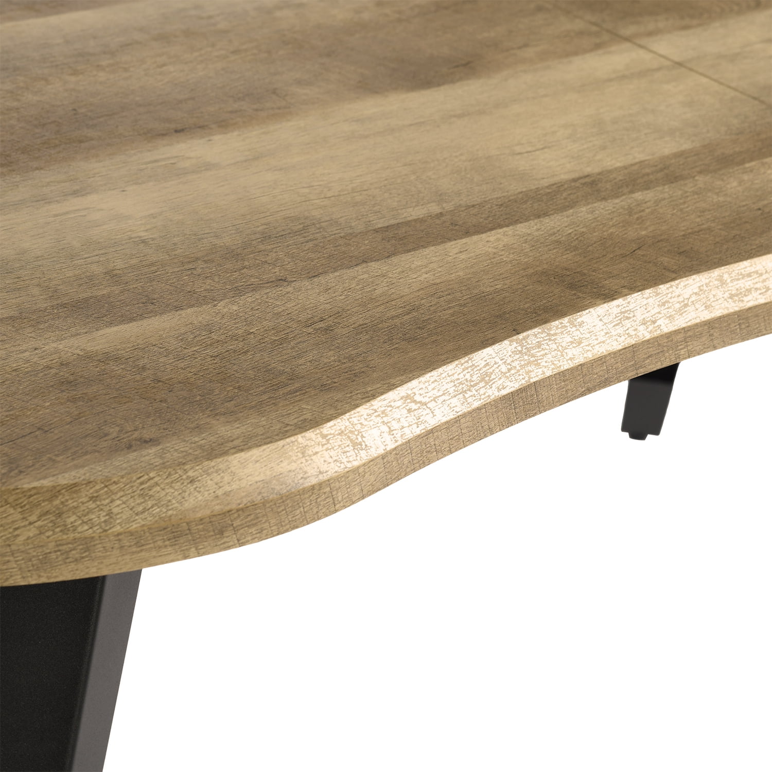 Homy Casa Writing Desk, 63 inch Wave-Edge Large Office Work Computer Study Table Metal Legs for Student Teacher Home Bedroom, Walnut