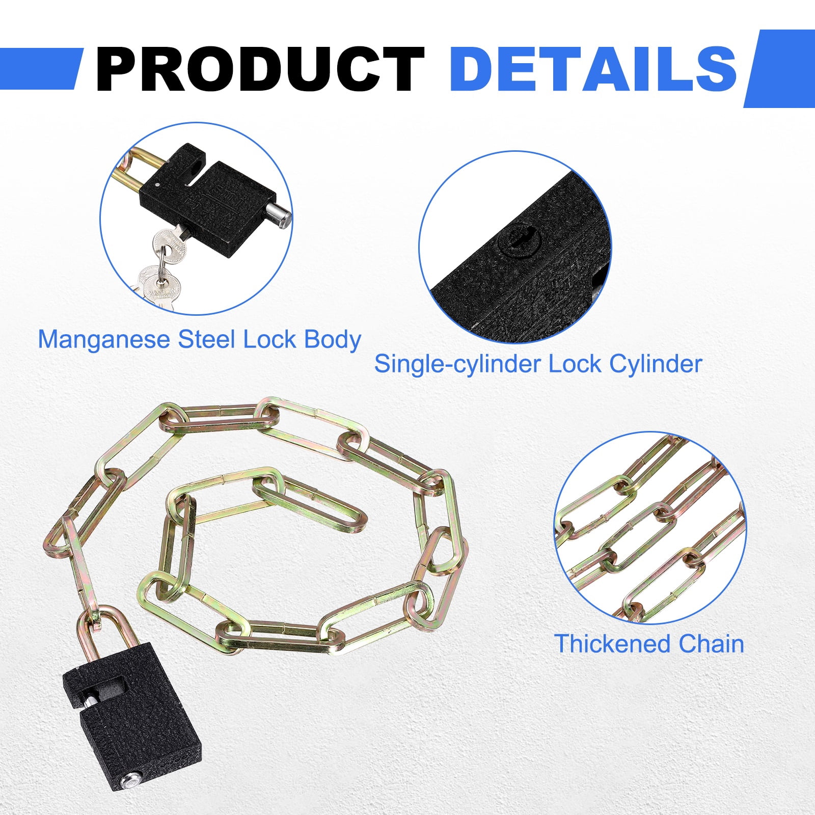 Bike Chain Lock, (28 Inch, Black) (1 Pcs), Manganese Steel Anti-Theft Bicycle Square Chain Lock with Keys, Suit for - Bike/Motorcycle/Scooter/Truck