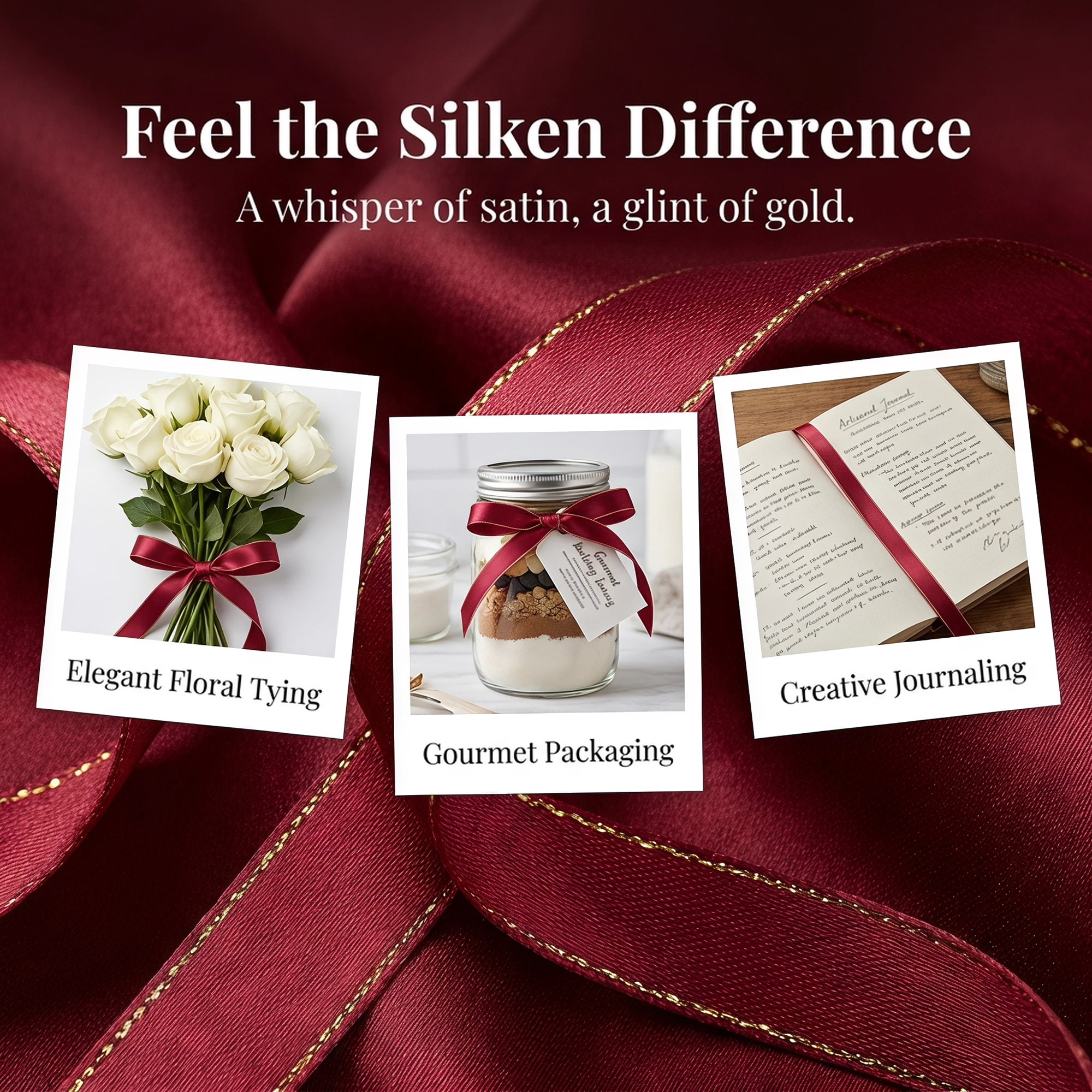 Unique Bargains Elegant Fabric Ribbon for Gift Wrapping and Crafting Projects Dark Red