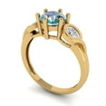 thumbnail image 2 of 1.72 ct Round Cut Blue Moissanite 3 Stone 14K Yellow Gold Womens Engagement Ring, 2 of 5