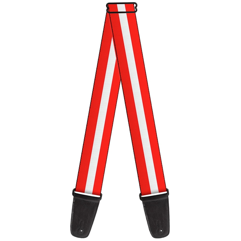 Buckle-Down Guitar Strap, Stripes Red White Red, 2 Inches Wide