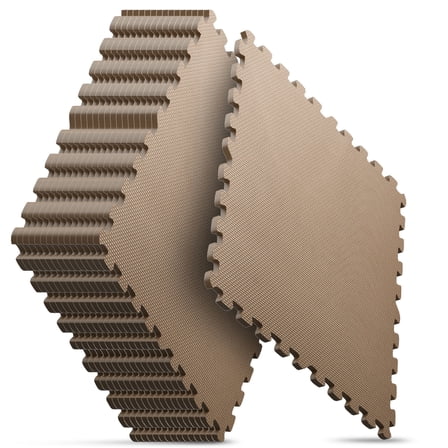 Home Gym Mat, Puzzle Exercise Mat, EVA Interlocking Foam Floor Tiles for Home Workout Equipment and Kids' Play Areas - Brown, 24 in x 24 in x ½ in - 16 Tiles