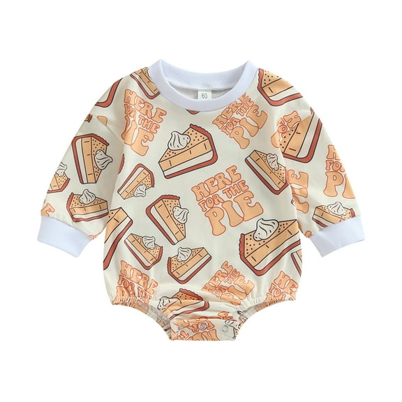 Okbabeha Newborn Baby Girl Boy Halloween Outfit Pumpkin Sweatshirt Oversized Bubble Romper Onesie Infant Fall Clothes