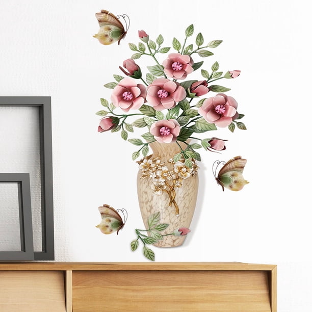 Pegatinas De Pared 3D De Jarrones Y Plantas - Set De 4 Decoraciones Autoadhesivas (30x30cm)