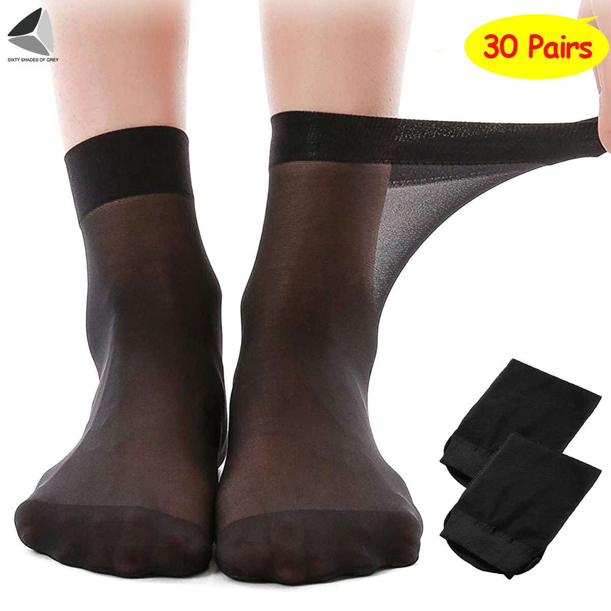 Sixtyshades 30 Pairs Women Ankle Silk Socks Ultra Thin Summer Short ...