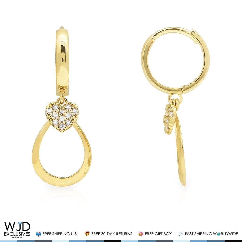 Wjd Exclusives - 14K Yellow White Gold Created Diamond Heart Teardrop ...