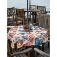 thumbnail image 2 of Outdoor Tablecloth with Umbrella Hole for Patio/Picnic/Party/Camping, Independence Day Waterproof Table Cloth Round Cover Washable, American Flag Love Heart Star Rustic (Dia 60"), 2 of 9