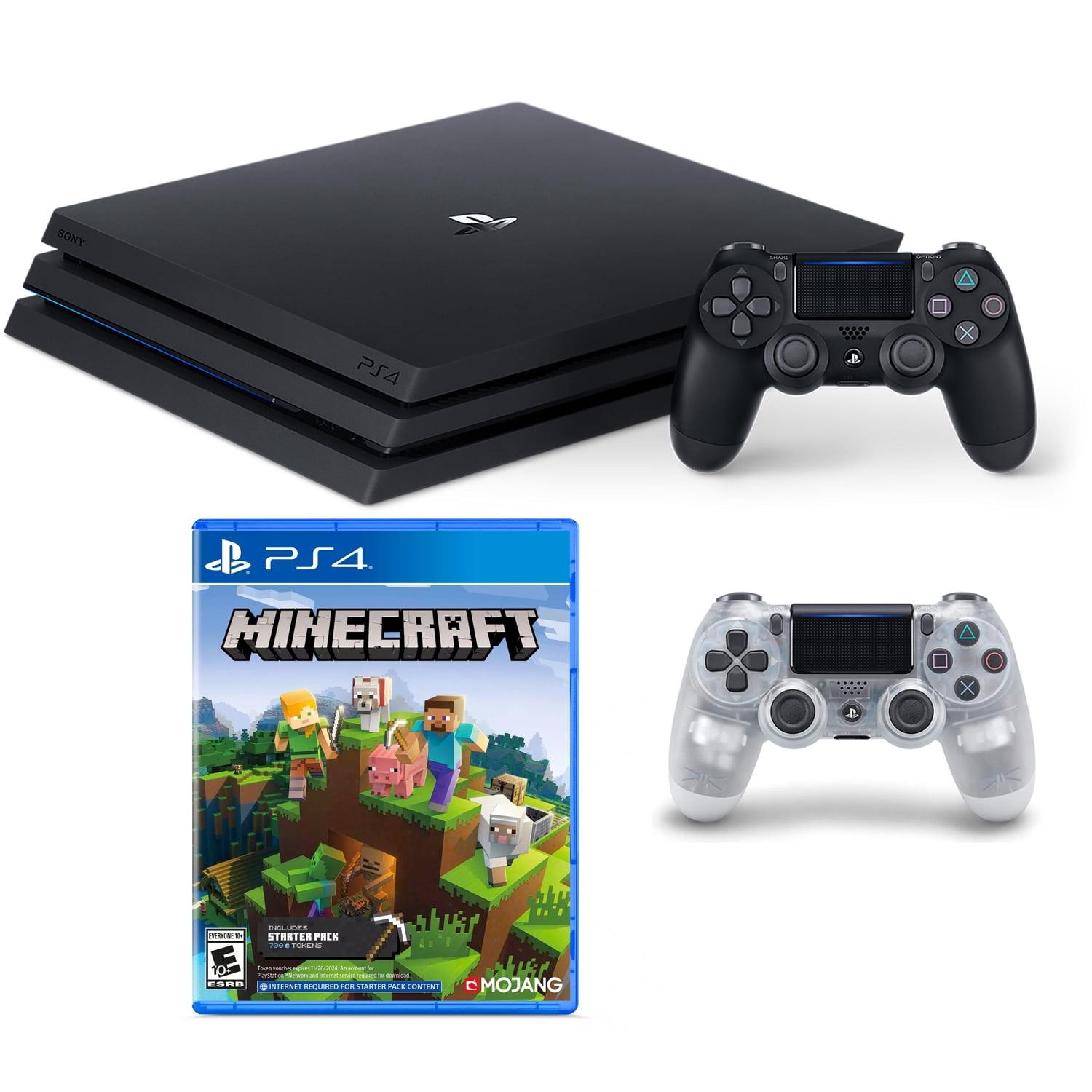 Minecraft Game, PS4 Console and Crystal 
