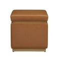 thumbnail image 3 of Linon Hawn Square Wood Upholstered Ottoman in Caramel Brown, 3 of 11