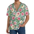 thumbnail image 7 of Lsque Rose Flowers print Men's Cuban Collar Short Sleeve Shirt Summer Beachwear Casual Button Down Fashionable Vacation Leisure Shirt-X-Large, 7 of 7