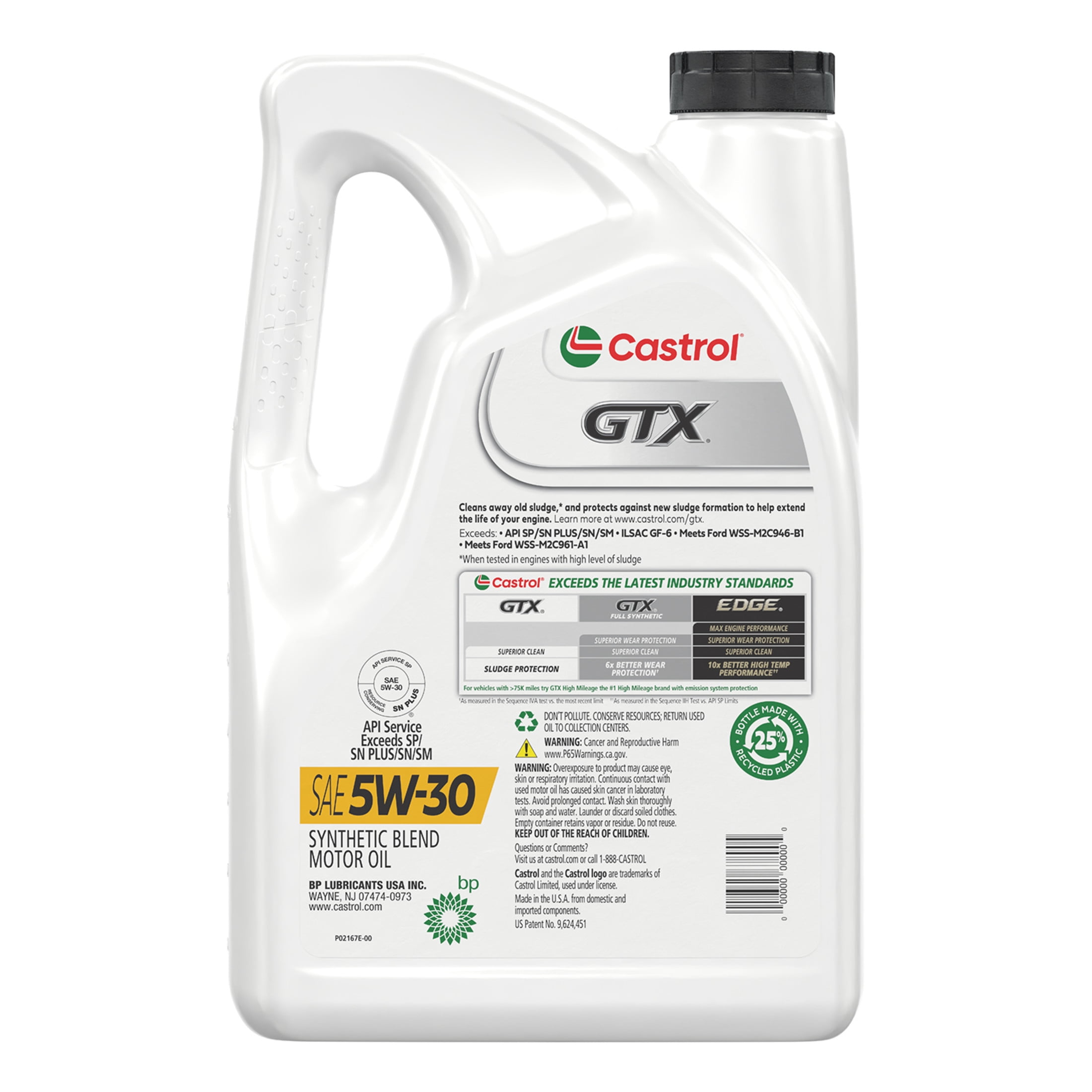 Castrol GTX 5W-30 Synthetic Blend Motor Oil, 5 Quarts