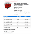 thumbnail image 2 of Right Outer Tail Light Assembly - Compatible with 2011 - 2013 Dodge Durango Sport Utility 2012, 2 of 2