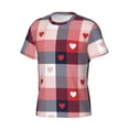 thumbnail image 3 of Yiaed Heart Plaid Print Mens Short Sleeve Tight Fit T-Shirt, Crewneck Casual Tee-Large, 3 of 5