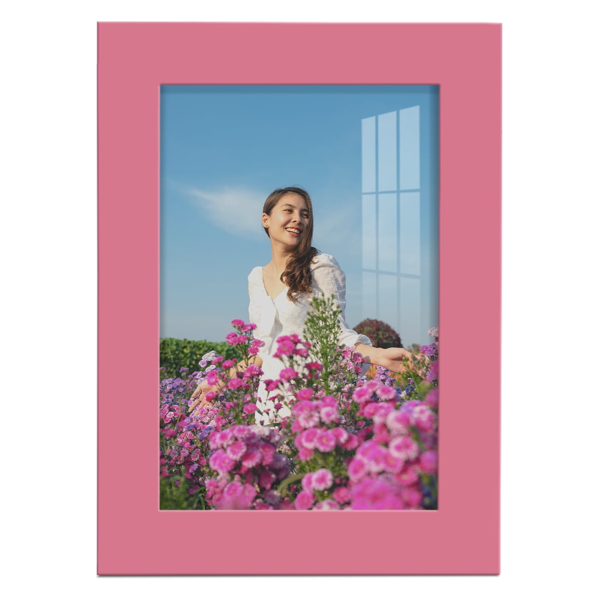 Modern Real Wood 5x7 inch Picture Frame in Hot Pink