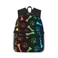 thumbnail image 1 of Mochila con estampado de huellas de animales y arcoíris, ideal para portátiles, viajes, senderismo, negocios, para mujeres y hombres., 1 of 5