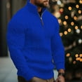 thumbnail image 2 of Men's Quarter Zip Sweater Waffle Knit Sweater Mock Neck Sweater Casual Pullover Cable Knit Sweater Blue 2XL, 2 of 4