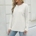 thumbnail image 6 of Sevevn Women's Solid Color Ribbed Knit Casual Crew Neck Fall Dressy Tops for Women Tunic Blouse White M, 6 of 9