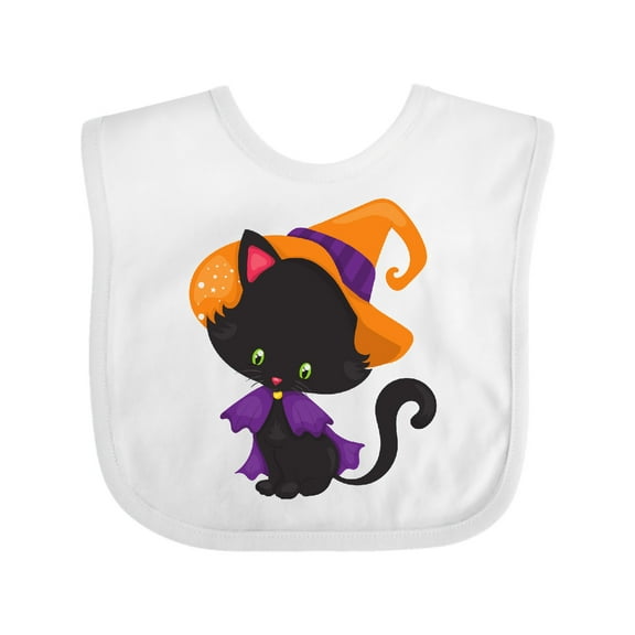Inktastic Halloween Cat, Cute Cat, Black Cat, Witch Hat Boys or Girls Baby Bib