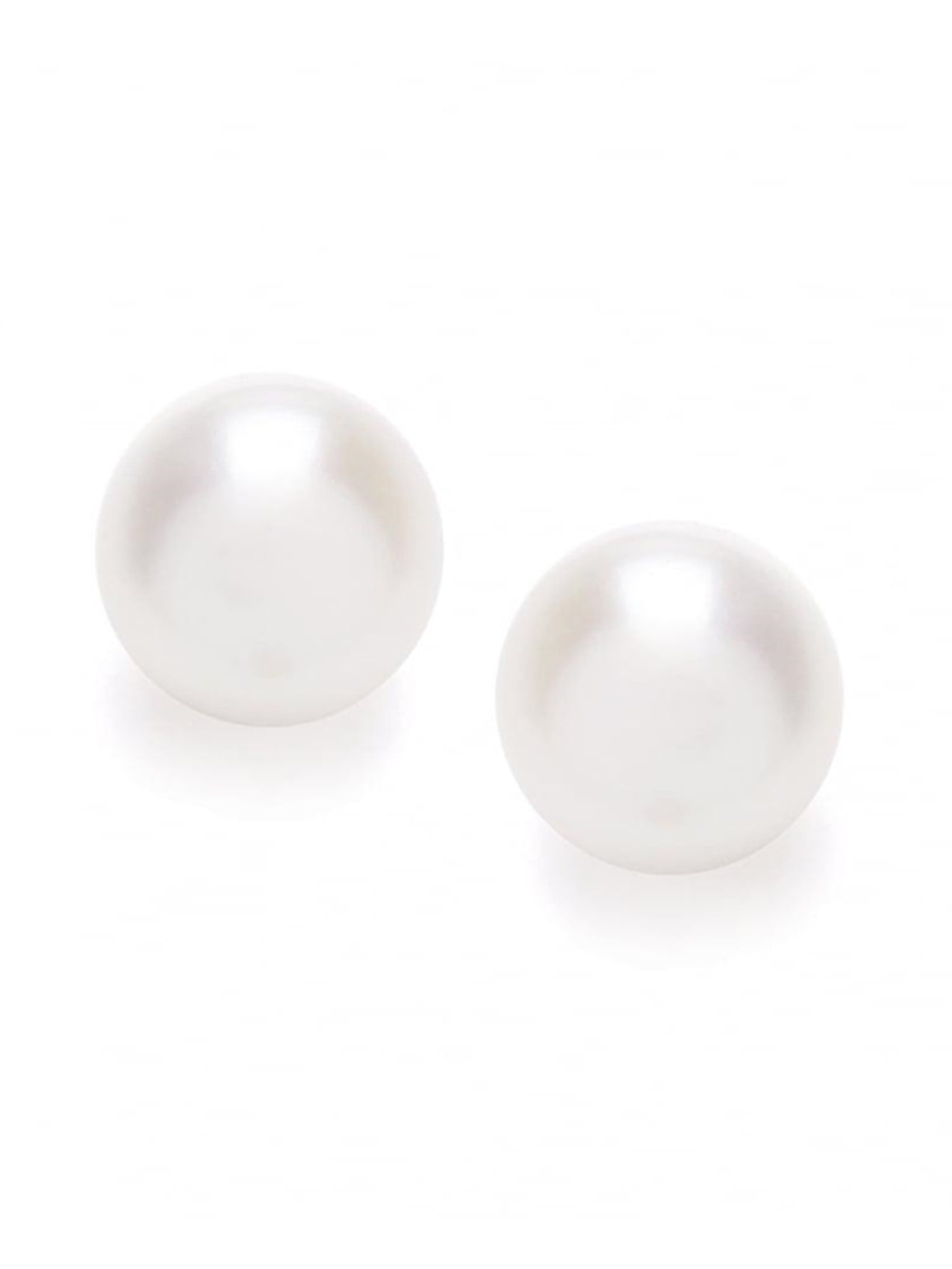 MABELLA 925 Sterling Silver AAA Genuine Freshwater Cultured Pearl White Button Stud Earrings for Women 10MM