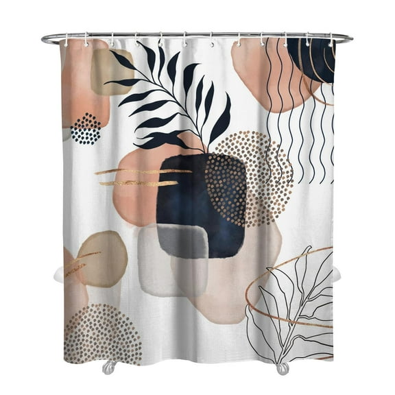 Extra Long Boho Shower Curtain 72x84 Inches - Vintage Floral & Tropical Leaves Pattern, Waterproof Bohemian Bathroom Decor with 12 Hooks, Tribal Rustic Style