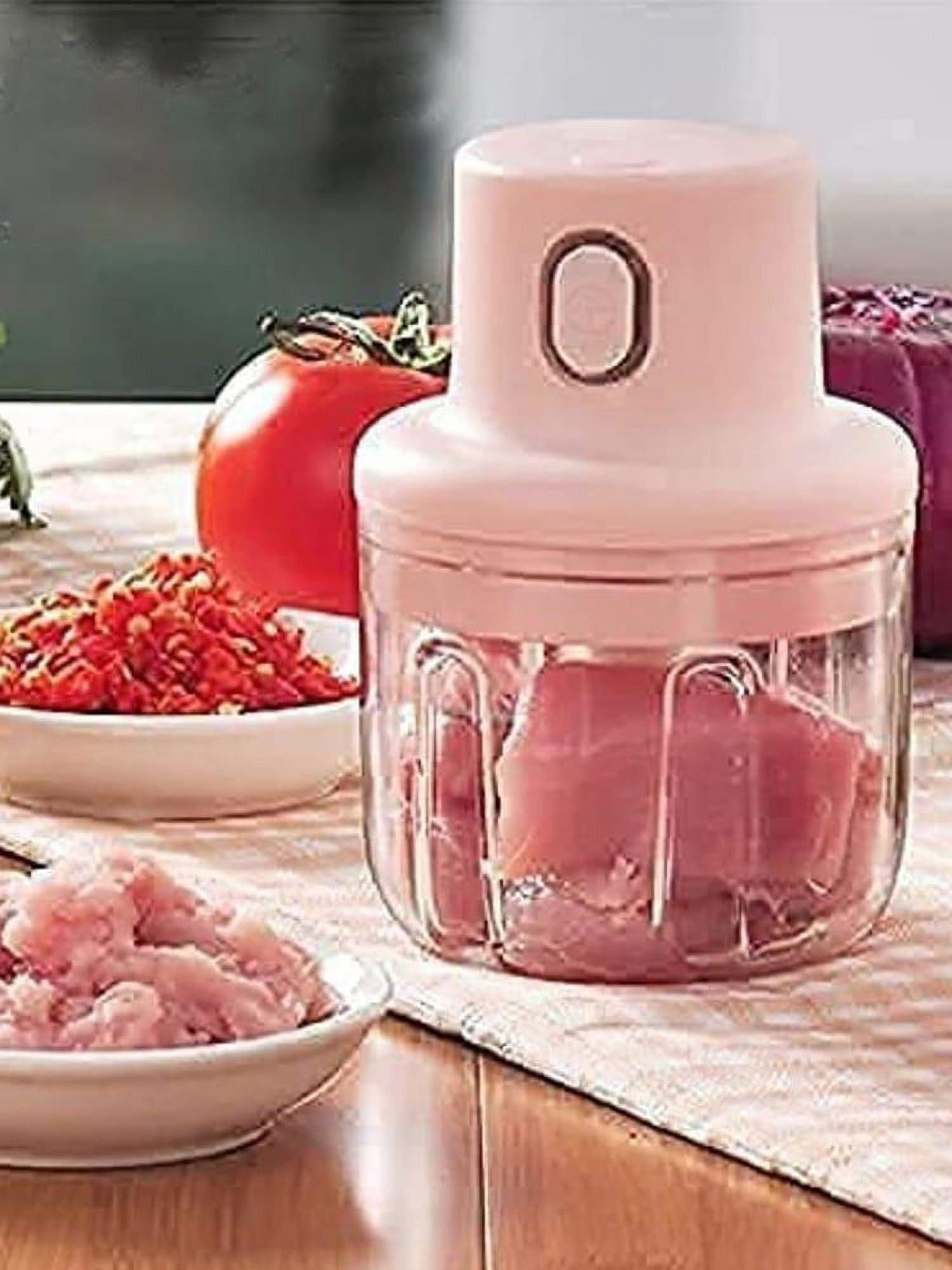 Cook with Color Wireless Food Chopper - Effortlessly Chop, Perfect for Garlic, Ginger, Herbs, Chili, Minced Meat, Onions, 8 oz, Navy