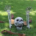 thumbnail image 3 of Decoración de calavera de esqueleto, 3 piezas creativas Decoración de Halloween Halloween gris enterrado Esqueleto de vida Calavera Jardín Patio Césped Decoraciones Sincero  Hogar, 3 of 7